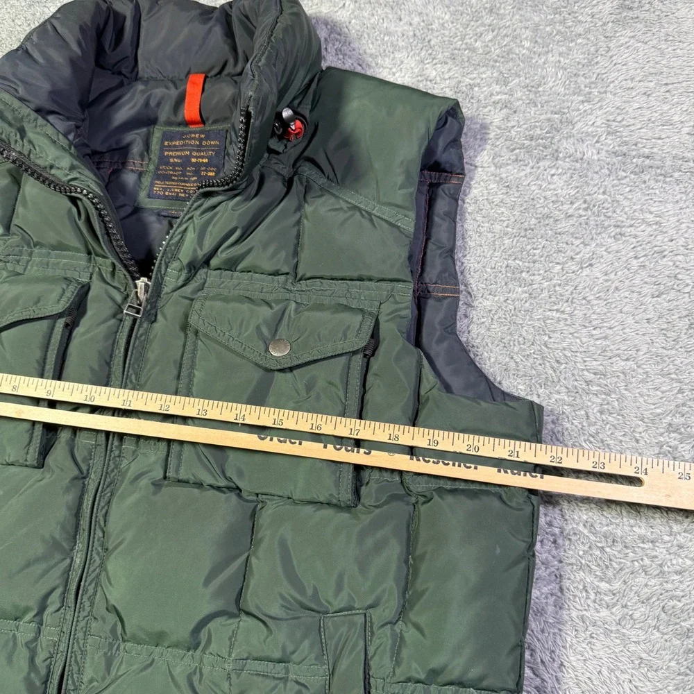 J Crew Expedition‎ Down Puffer Vest Military Green Full Zip Utility Pockets - M